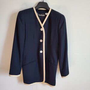 Ladies SZ 2P Anne Klein Navy Single-Breasted Wool Jacket